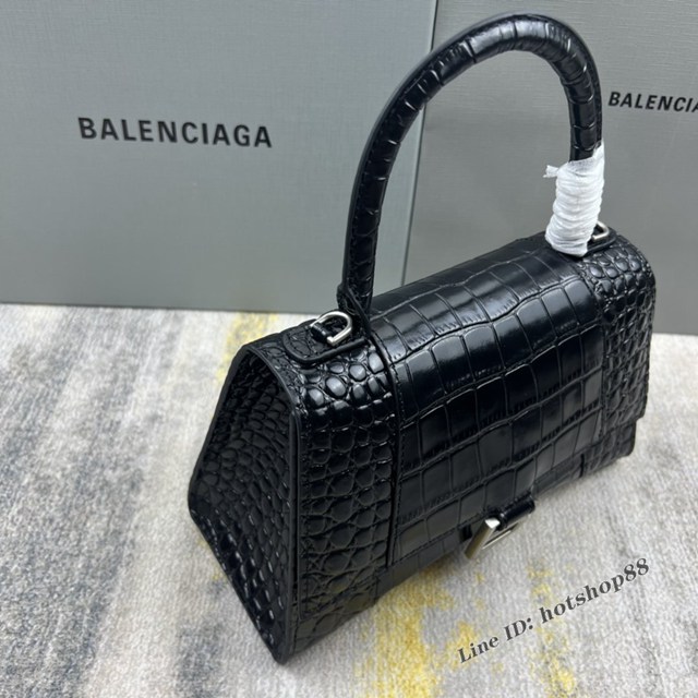 Balenciaga專櫃爆款新色鱷魚紋S號Hourglass沙漏包 巴黎世家頂級原單手提肩背包 款號：8895 fyj1223